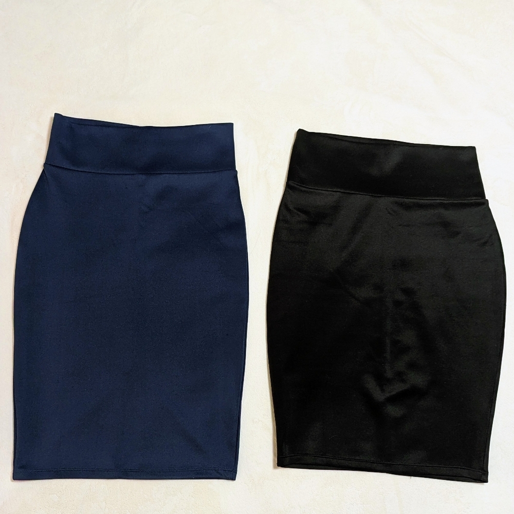 Women’s High-Waist Pencil Skirt Duo - Navy and Black